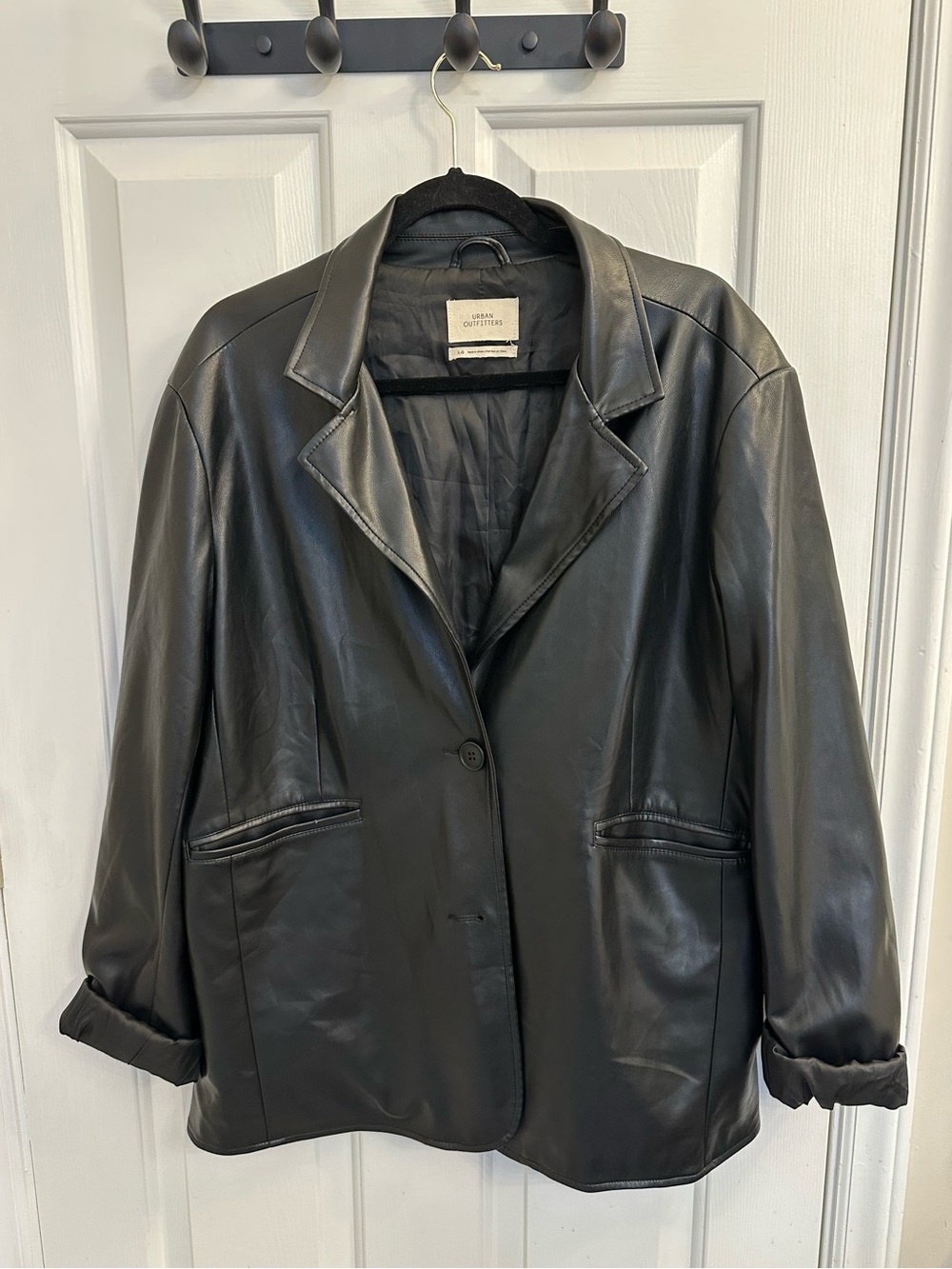 Urban Outfitters Black Faux Leather Oversized Blazer